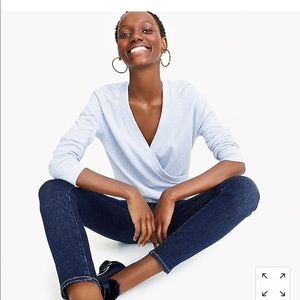 NWT J. Crew Faux-Wrap Top in Textured Crepe